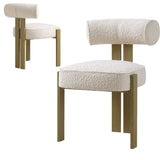 Garvee Upholstered Dining Chairs,Modern Boucle Dining Room Chairs with Ergonomic Curved Back , Comfortable Kitchen Chairs with Rubber Wood Legs for Dining Room or Living Room