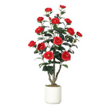 Garvee 3FT Artificial Camellia Tree Potted - Realistic Fake Plant with White Silk Flowers, Lifelike Faux Camellia Decor for Home Office, Living Room, Patio, Wedding & Event Decoratio