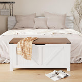 Garvee Retro Wooden Storage Bench and Chest, 39.4" Lift-Top Trunk, Multifunctional Entryway Organizer and Toy Chest, Vintage Style Storage Solution for Entryway or Living Room - White