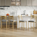 Garvee Modern Gold Bar Stools Set of 8 with Backrest – 105cm/66cm Counter Height – Sturdy Metal Frame – Thick Upholstered Seat – Ergonomic Dining Chairs for Kitchen Island, Dining Room, Home Bar, Café – Supports 136kg – Color: Gold 8