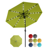 Garvee 10 ft Solar Patio Umbrella with 32 LED Lights, Outdoor Market Umbrella with Crank Lift & Tilt, UV-Resistant Canopy for Pool, Garden & Backyard, Apple Green - Apple Green