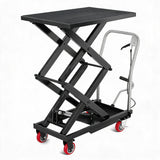 Garvee 770 lb Hydraulic Double Scissor Lift Table Cart, 14"–50" Height, Non-Slip Platform, 4 Wheels, Black - Black