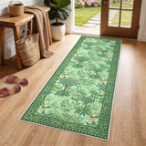 Garvee 2' × 6' Mushroom Forest Runner Rug, Soft Washable Low-Pile Polyester Carpet with Non-Slip Backing for Hallway, Kitchen and Entryway, Green - Green