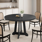 Garvee Round Dining Table for 4, 47 in Wooden Circle Dinner Table with Sturty Legs, 4 Parts of Tabletop, Round Pedestal Kitchen Tables for Dining Room, Kitchen, Living Room, Brown