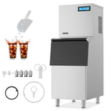 Garvee Commercial Ice Maker Machine 400lbs/24H with 250Lbs Storage Bin, Stainless SteelIce Machine with Scheduled Ice-Making, Self-Cleaning, Adjustable Thickness for Restaurant Bar Cafe Restaurant