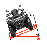 Garvee 800 lbs Lawn Mower Lift Jack – Heavy-Duty Collapsible & Extendable, Crank & Power Tool Handle – Anti-Slip Base – All-purpose for Riding Mowers – Red - Red