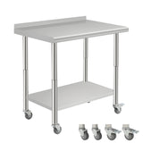 Garvee Commercial Worktables & Workstations, 30x24x35 Inch Heavy Duty Stainless Steel Table for Prep & Work with Caster Wheels, Metal Utility Table for Garage, Kitchen, Restaurant