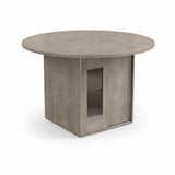 Garvee 47" Round Wooden Dining Table with 2-Tier Shelf – Sliding Door Storage, Seats 4-6 – Rustic Farmhouse Table for Kitchen & Dining Room