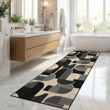Garvee 2' x 6' Black Arch Pattern Faux Jute Runner Rug, Washable Low-Pile Carpet for Kitchen, Hallway, Entryway and Patio - Black