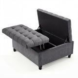Garvee 36" Large Square Storage Ottoman, Lift Top Storage Ottoman Coffee Table with Tufted Upholstery and Wood Legs, Ottoman with Storage for Living Room, Bedroom, 44.6 Gallon, 300 Lbs, Gray - Gray
