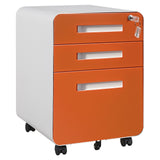 Garvee 3 Drawer Rolling File Cabinet with Lock, Carbon Steel Storage Cabinet for A4, Letter, Legal File Folders, Mobile Filing Cabinet for Home Office, Under Desk, Orange - Orange