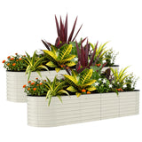 Garvee 2 Pack 8' X 4' X 1.5' Rust-Resistant Galvanized Raised Garden Beds – Metal Planter Boxes, Durable, Easy Assembly, Ergonomic Tall Design, for Vegetables, Flowers & Herbs – Beige, Upgraded with Anti-Cut Strips - Beige