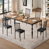 Garvee Rectangular Dining Table for 6, 71 Inch Rustic Farmhouse Kitchen Table with Large Tabletop, Long Wooden Dining Room Table with Heavy Duty Legs, Dinette and Dinner Desk for Party, Big Family, Brown - Rustic Brown/Black