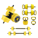 Garvee 4-in-1 Adjustable Dumbbell Set, 66 lbs Home Gym Equipment Converts to Dumbbell, Barbell, Kettlebell & Pull-Up Bar for Full Body Workouts - Yellow