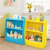 Garvee 2-Tier Wooden Kids Bookshelf & Toy Organizer - Curved Multi-Shelf Cubby for Books, Toys & Files - Ideal for Playroom, Nursery, School, Kindergarten - Sturdy Design - Blue - Blue