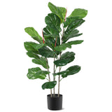 Garvee Lifelike 39 Inch Artificial Fiddle Leaf Fig Tree – Realistic Greenery Indoor Faux Floor Plant – Natural Wood Trunk – Decorative Black Pot – Perfect for Home, Office, Living Room – One-Piece, 39 Inches High, Black Basin