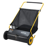 Garvee 26-Inch Push Lawn Sweeper, 7 Cu. Ft. Leaf Collector with 4 Spinning Brushes, 10-Level Height Adjustment, Steel Frame & Rubber Tires, Yellow - Yellow