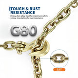 Garvee 2-Set G80 Ratchet Binder & Chain Kit, 9200 lb WLL, 3/8"–1/2" Binders with 20' Chains - 