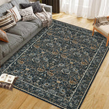 Garvee 6' × 9' Vintage Floral Border Area Rug, Machine Washable Non-Slip Low-Pile Soft Rug for Living Room, Bedroom & Nursery, Camel - Camel