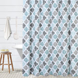 Garvee Heavy Duty Cast-Resistant Shower Curtain - Geometric Decorative shape Design - Textured Poly-Cotton Blend - Decorative Farmhouse Style for Bathroom - Light Blue Gray, 72''x72''
