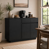 Garvee Modern 55 Inch Black Buffet Sideboard Cabinet - 3 Doors & 2 Drawers - Adjustable Shelves - Spacious Storage Console Table for Dining Room, Kitchen, Living Room, Entryway - Black