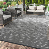 Garvee Waterproof Outdoor Rug 6x9ft – Reversible Grey & White Plastic Straw Patio Carpet – Modern Abstract, UV Resistant, Ideal for Deck, RV, Backyard, Picnic – Grey White - Gray