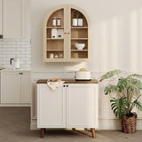 Garvee Arched Wall-Mounted Bathroom Medicine Cabinet – Glass Doors, Adjustable Shelves, Decorative Storage Organizer for Bathroom, Kitchen, or Entryway – Oak
