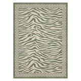 Garvee 8' × 10' Zebra Print Boho Tribal Area Rug, Machine Washable Non-Slip Low-Pile Soft Rug for Living Room, Bedroom & Dining Room, Green - Green