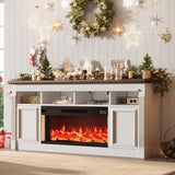 Garvee Farmhouse Electric Fireplace for 68'' TV Stand – 36 Inch Wooden Entertainment Center – 4-Color Flame – Storage Cabinets – Ideal for Living Room Décor – Color: 4-Color Flame, Size: 36 INCH