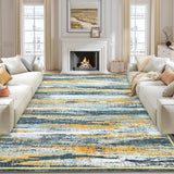 Garvee 5' × 7' Vintage Abstract Distressed Area Rug, Washable Non-Slip Low-Pile Soft Rug for Living Room, Bedroom & Dining Room, Green - Green
