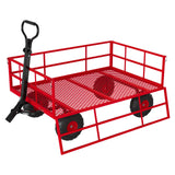 Garvee Steel Garden Cart for Lawn and Farm Use, 1200 lbs Capacity with 13-Inch Tires, Removable Sides and 2-in-1 Handle, Red - Red