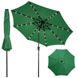Garvee 9 FT Solar LED Patio Umbrella, Outdoor Market Table Umbrella with Tilt & Crank, 32 Lights, 8 Iron Ribs, UV Sun Shade for Garden, Deck & Pool, Dark Green - Dark Green