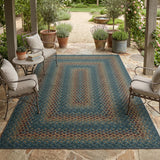 Garvee Easy Jute 4x6 Outdoor Rug Washable Non Slip Braided-Print Neutral Rugs for Living Room Ultra-Thin Non-Shedding Foldable Carpet Indoor Outdoor Farmhouse Rug for Bedroom Kitchen Porch, Teal/Rust - Teal/Rust