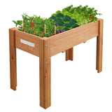 Garvee Ergonomic Wooden Raised Garden Bed with Legs & Hooks, 47" x 30" x 22" Large Outdoor Planter Box with Non-Woven Liner, Easy Assembly for Vegetables, Herbs & Flowers, Oak - Oak
