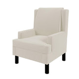 Garvee Mid-Century Modern Wingback Accent Chair – White Chenille Upholstered Armchair with High Back, Soft Pillow, and Sturdy Wood Legs – Comfy Lounge Chair for Living Room, Bedroom, or Fireside, White - White