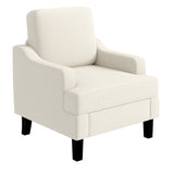 Garvee Chenille Mid Century Modern Accent Chair, Wood & Iron Frame Armchair with 330lb Capacity for Living Room Bedroom,White - White