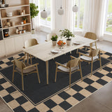 Garvee 9' x 12' Living Room Rug, Checkered Non-Slip Washable Rug, Large Bedroom Rug with Classic Neutral Geometric Pattern, Suitable for Living Rooms, Dining Rooms, and Offices ,Black/Coffee - Black/Coffee