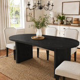 Garvee Farmhouse 7-Piece Oval Dining Table Set – 70.9" Heavy-Duty Wood Table & 6 Upholstered Chairs – Sturdy, Comfortable Dining Room Furniture for Kitchen or Family Meals – Black Table with Beige Chairs (1800 black + 6PCS beige) - Black+Beige