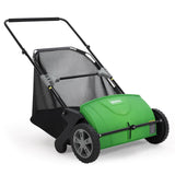 Garvee 21-Inch Push Lawn Sweeper, 3.5 Cu. Ft. Leaf & Grass Collector with 4 Spinning Brushes and Folding Handle, Green - Green