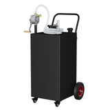Garvee 35 Gallon Portable Fuel Caddy Gasoline Diesel Storage Tank with Two-Way Manual Pump Carbon Steel Anti-Static Clamp Black for Cars Lawn Mowers ATVs Boats - Black