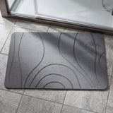 Garvee Quick Dry Stone Bath Mat 16" × 24", Diatomaceous Earth Bath Rug with Non-Slip Backing, Fast Absorbing Hard Bathroom Mat for Shower, Kitchen & Pet Area, Gray Wave - Gray-1