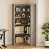 Garvee Corner Bookshelf 71.8'' Farmhouse Corner Bookcase, Tall Bookcase 5 Tier L-Shaped Corner Shelf Large Display Rack, Large Display with Storage Heavy Duty for Bedroom Living Room Home Office - Gray