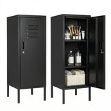 Garvee Lockable Metal Locker Cabinet, 39''h Metal Storage Cabinet with Lock, Adjustable Shelf & Ventilation, Steel Locker for Gym, School, Office, Home, Garage Black - Black