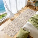 Garvee 2' × 6' Floral Vine Runner Rug, Soft Washable Low-Pile Polyester Carpet with Non-Slip Backing for Hallway, Kitchen and Entryway, Beige/Yellow - Beige Yellow