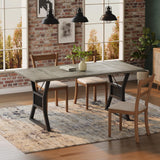 Garvee 70.8 in Dining Table for 4-6 People, Farmhouse Wood Table with Metal Leg, Rectangle Kitchen Tables for Dining Room, Living Room, Grey and Black
