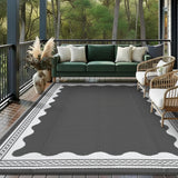 Garvee Outdoor Rug 9x12 Waterproof Reversible Patio Mat, Quick-Dry Polypropylene, Stain-Resistant Lightweight Foldable with Carry Bag, Ideal for Camping & Balcony - Gray