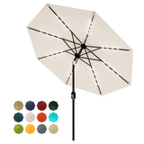 Garvee 10 FT Patio Umbrella with Solar Lights, Outdoor Table Umbrella with 8 Durable Ribs, Tilt & Crank Mechanism, Waterproof & UV Protection for Garden, Backyard, Poolside, Beige - Beige