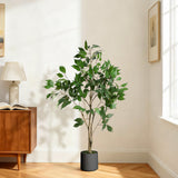 Garvee Ficus Trees Artificial Indoor, 4FT Tall Faux Ficus Tree with Black Planter & Green Fake Moss, Artificial Plants with Natural Wood Trunk & Lifelike Fruits for Home Office Decor