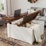 Garvee Modern Lift Top Coffee Table – 31.5" Square Center Table with Dual turn-Top, Adjustable Gas Strut, Hidden Storage – Space-Saving Design for Living Room – White + Walnut Tabletop - White+Walnut