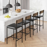 Garvee Modern Upholstered Leather Bar Stools Set of 4 – 25.5 Inch Counter Height Dining Chairs with Backrest & Footrest, Comfortable Padded Seat, Sturdy Metal Frame, Easy Assembly for Kitchen Island, Restaurant or Home Bar (System default_1)